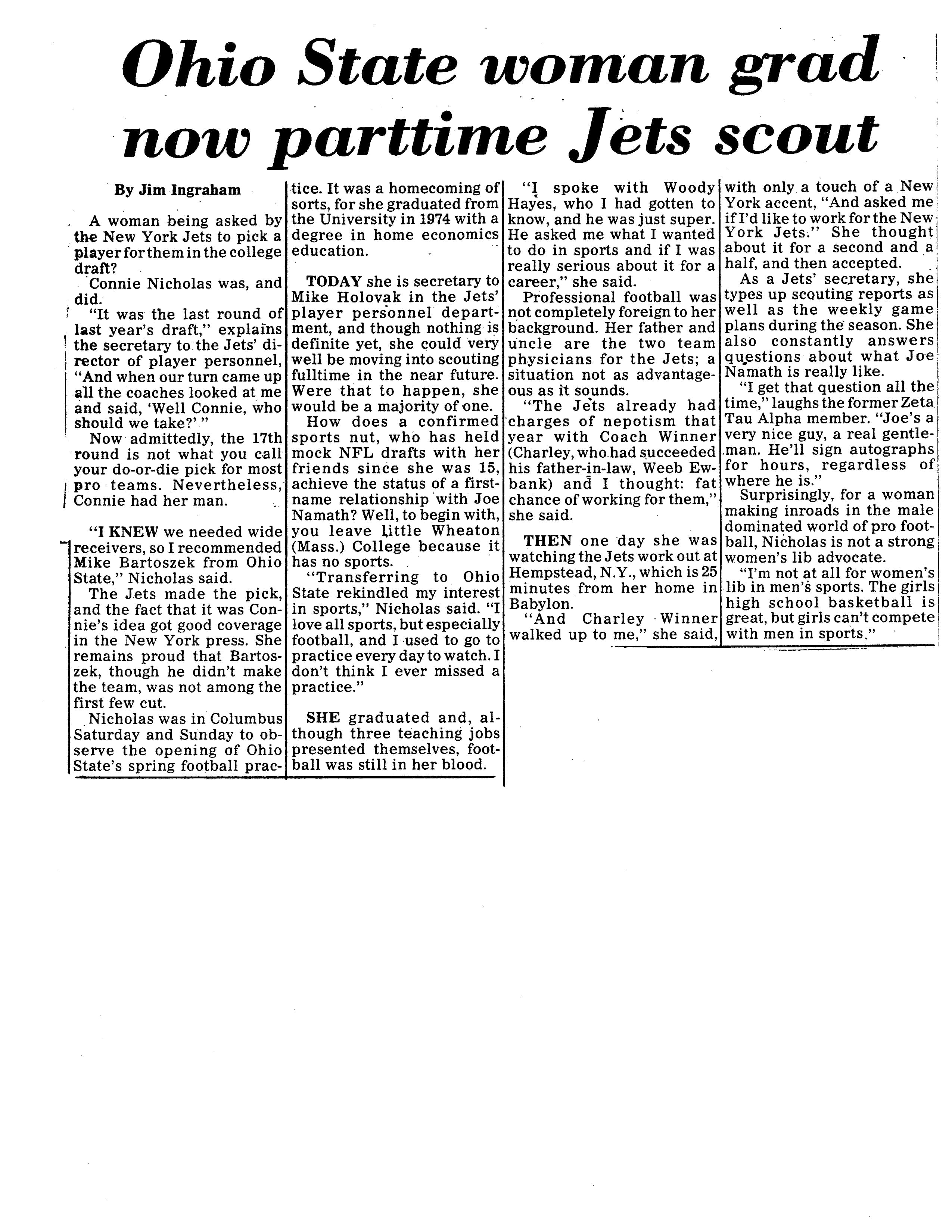 Press article about Connie